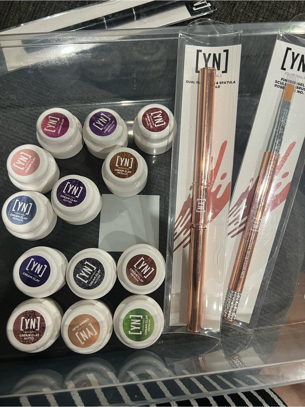 [YN] Rose Gold Dual-Ended Nail Tool with Assorted Gel Clay Shades